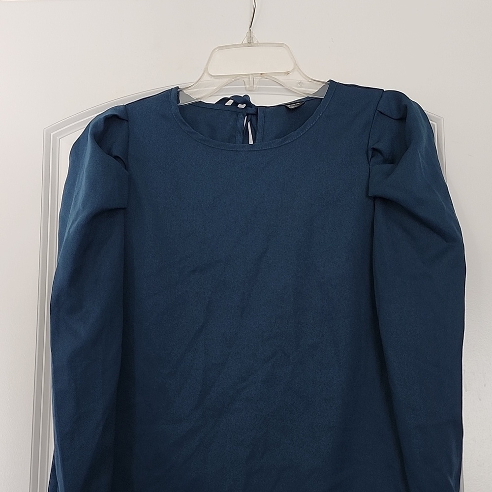 SHEIN Essnce Women's  Green Round Neck Puff Sleeve Shirt XSMALL - Picture 8 of 13